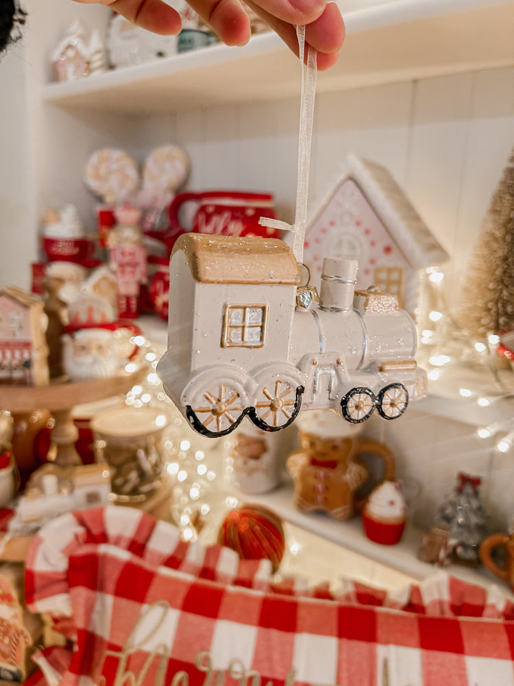 White and gold Train Ornament