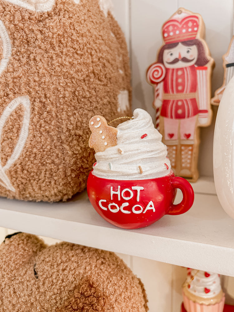 Hot Cocoa with gingerbread man ornament