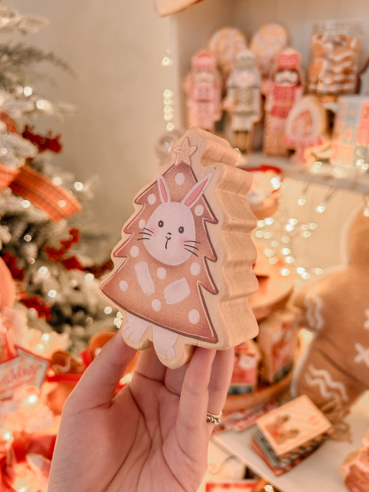 Bunny in gingerbread christmas tree