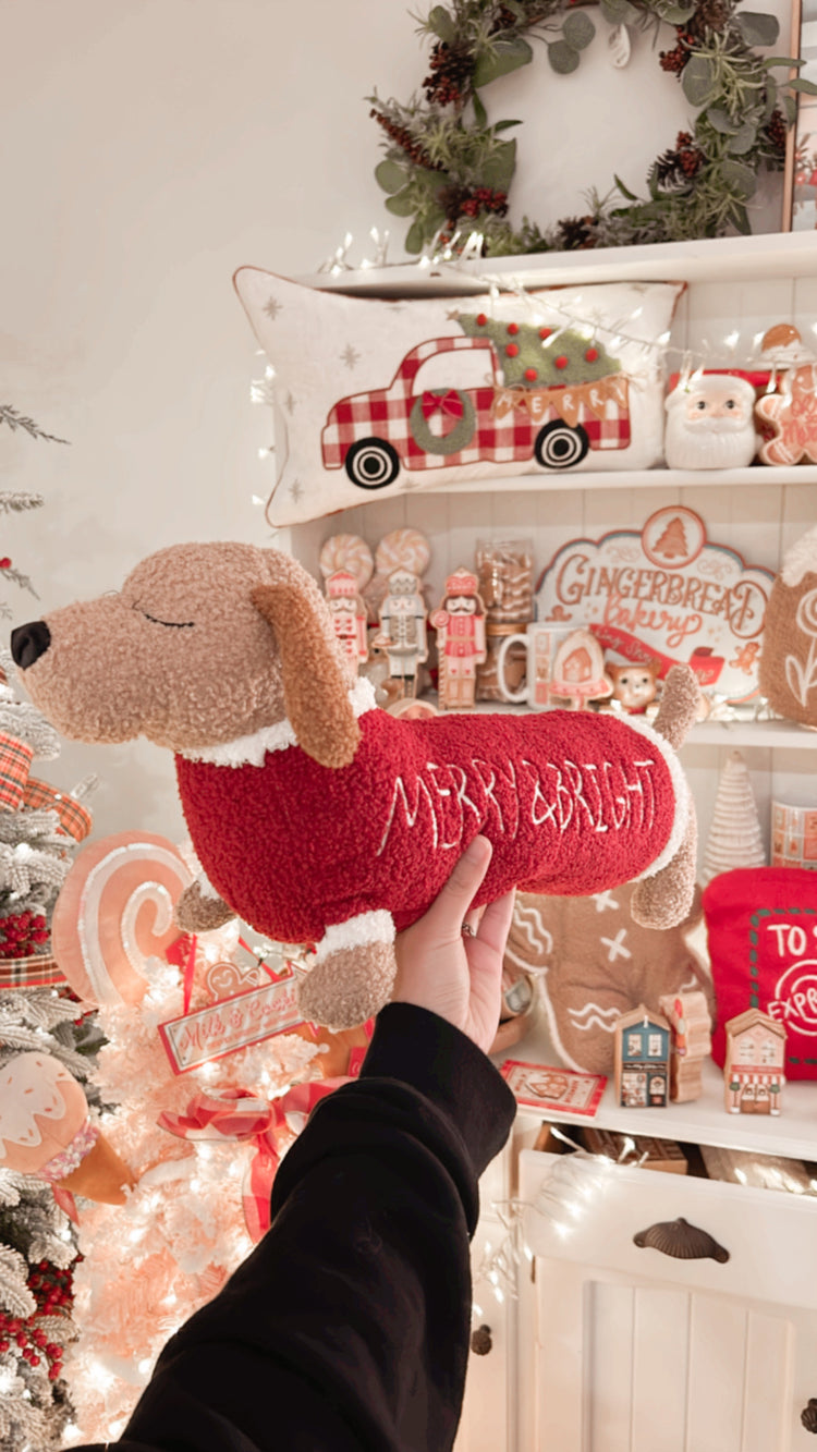 Merry and Bright Dachshund Plushie