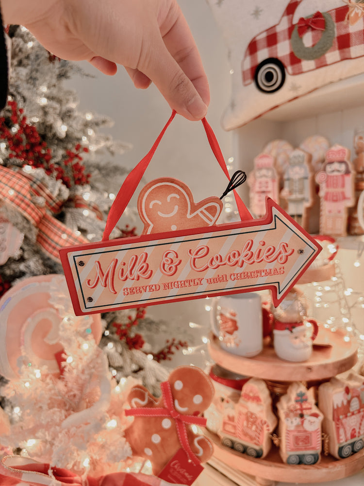 Milk and Cookies sign with gingerbread man
