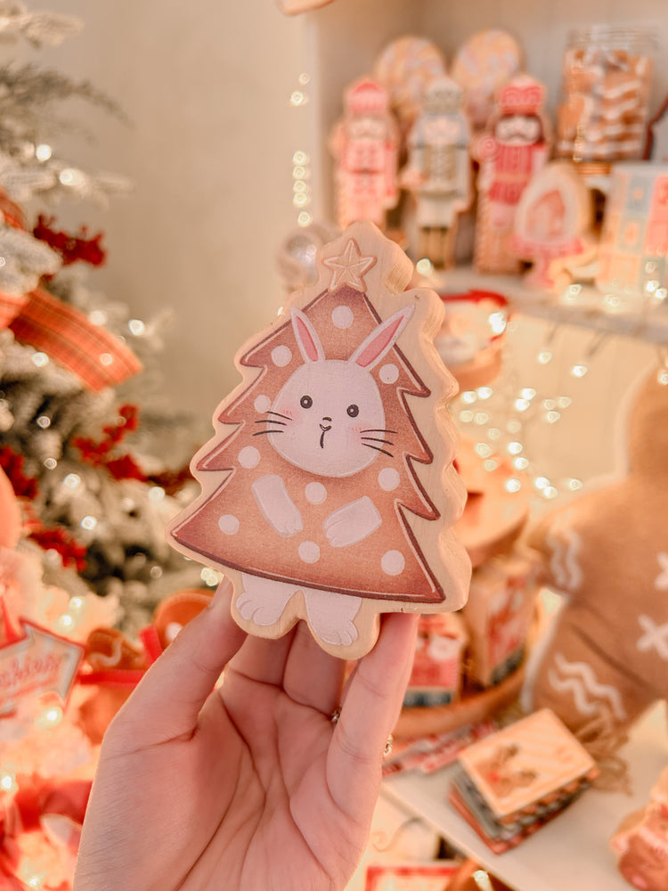 Bunny in gingerbread christmas tree