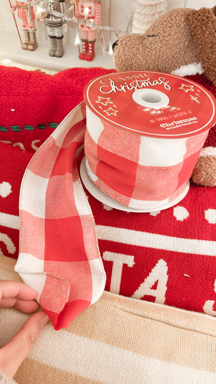 Red Gingham wired ribbon
