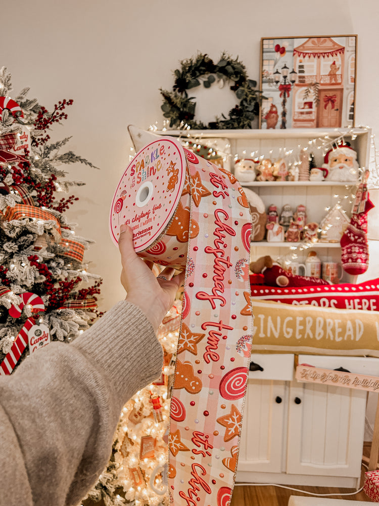 It’s Christmas Time Gingerbread wired ribbon