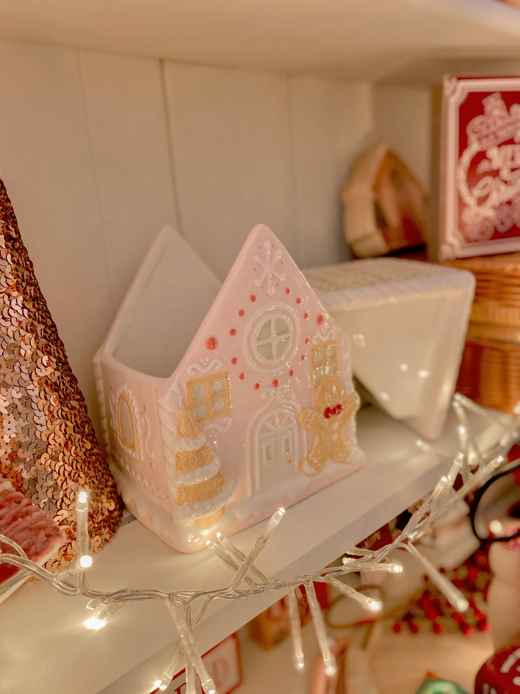 Pink Gingerbread House Cookies/ Candy Jar