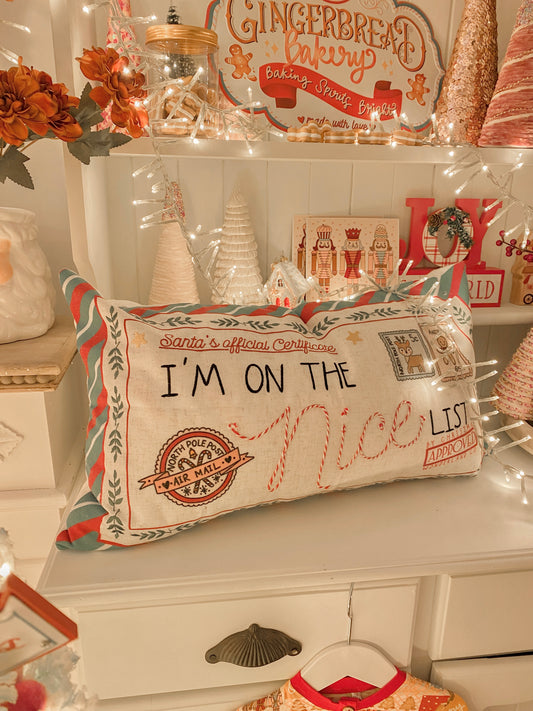 "I AM ON THE NICE LIST" cushion COVER ONLY