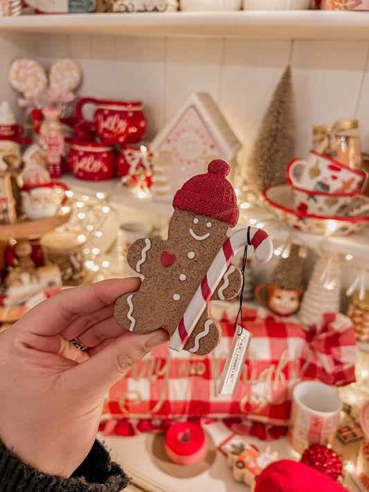 Gingerbread man with candy cane Resin Decor #745