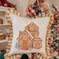 Gingerbread House Cushion with gingham ruffles