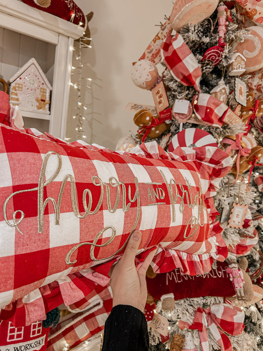 Gingham Merry and Bright Cushion