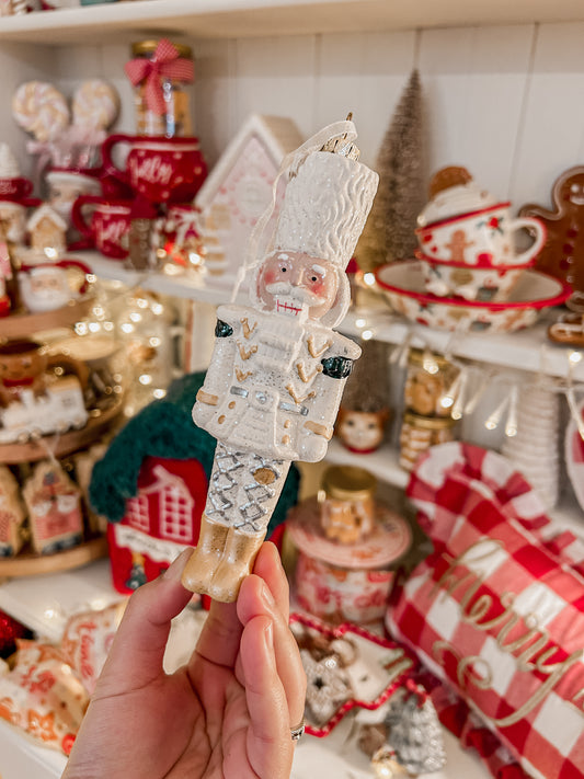 White and gold Nutcracker Ornament