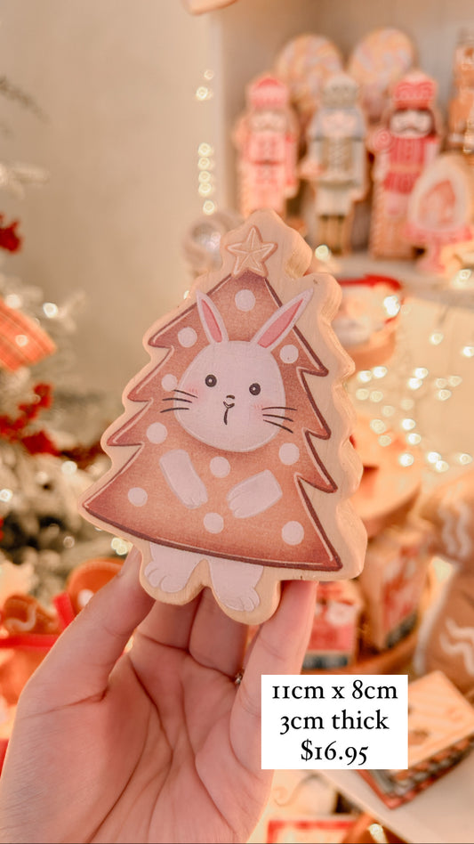 Bunny in gingerbread christmas tree