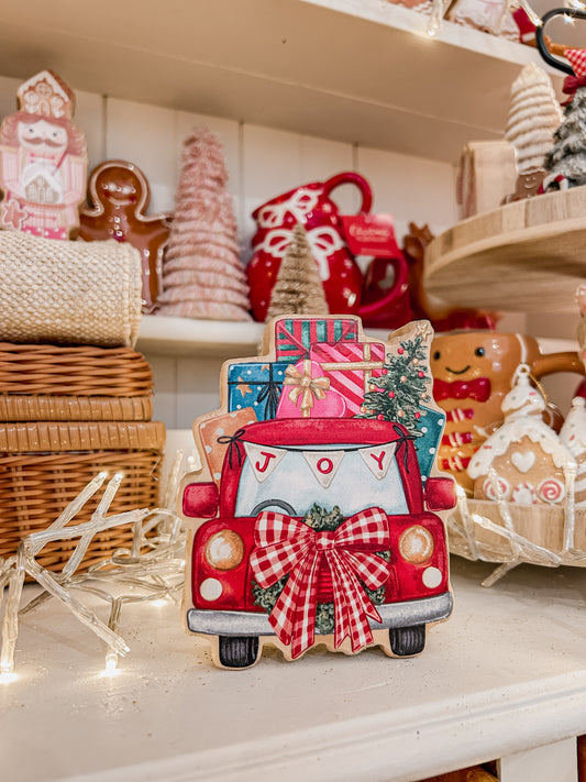 Red Truck Wooden Decor