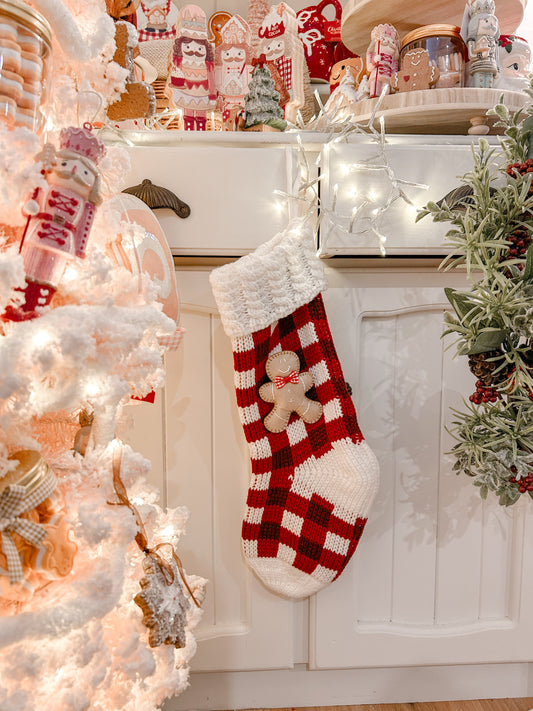 Gingerbread gingham Knitted Stocking